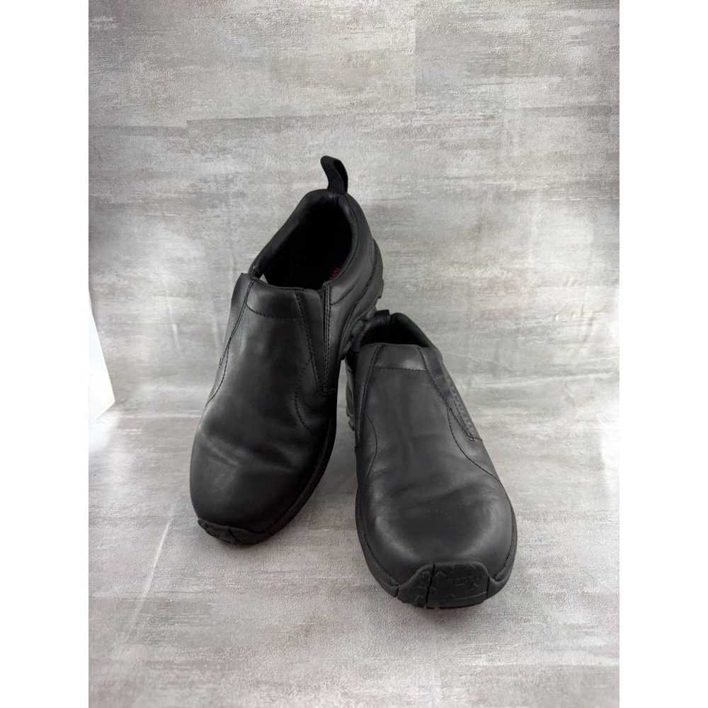 Merrell Jungle Moc Men Black Leather Slip On Shoes J17199 Size 9